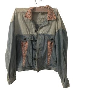 Vintage Zena Denim Jacket Floral Pink Women’s Size Large Made USA RARE
